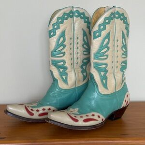Old Gringo Western Boots Butterfly // Turquoise and Cream